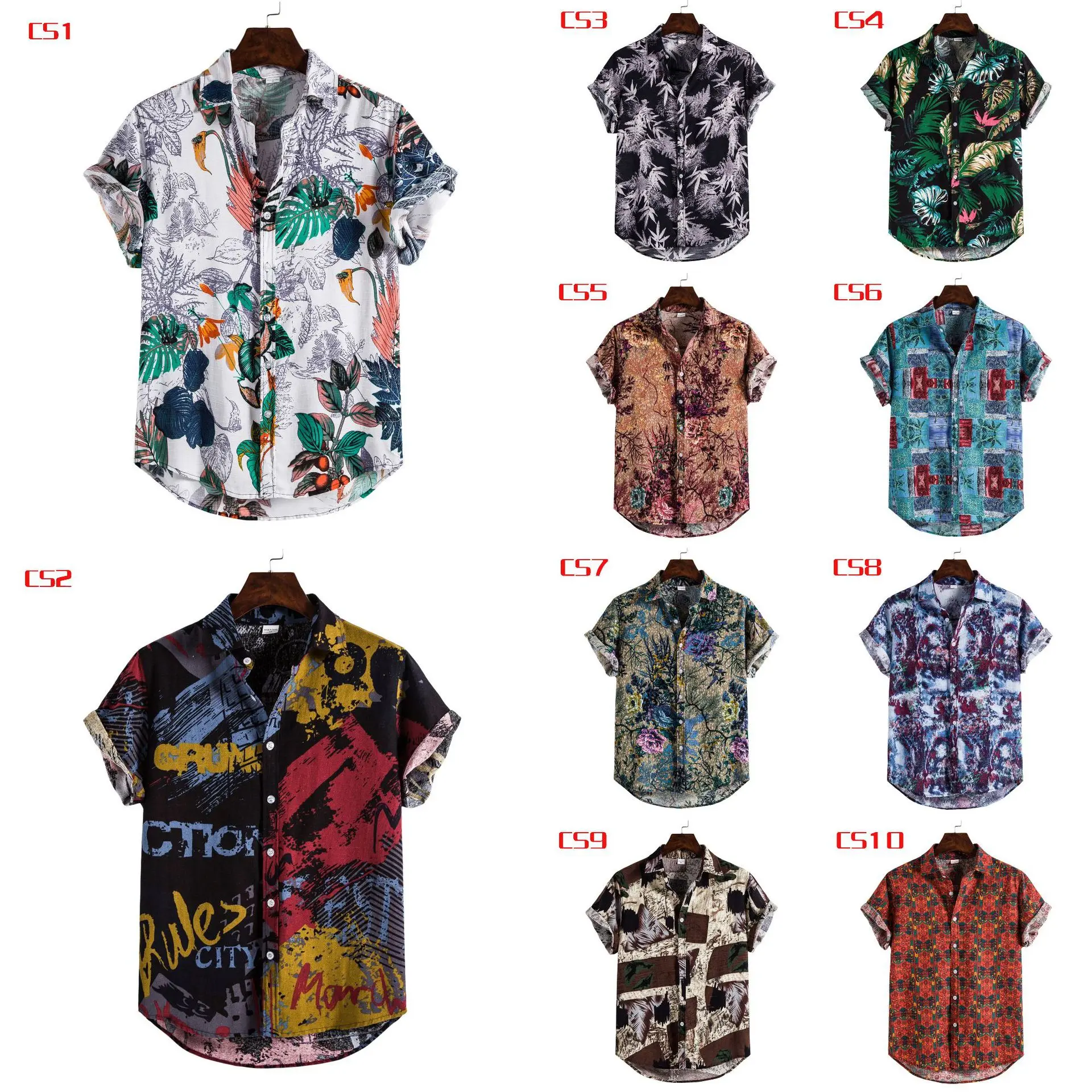 New Arrival High Quality Men Casual Summer Printed Button Down 