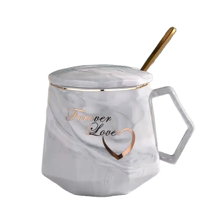 Wholesale Matt Tea Cup Mug Ceramic Gift Set Personalized thermal Ceramic Mug With Lid and Spoon Gift Box