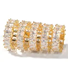 Zircon Zircon 2021 925 Silver Zircon Baguette Rings New Men's Real Gold Plated Hip Hop Jewelry