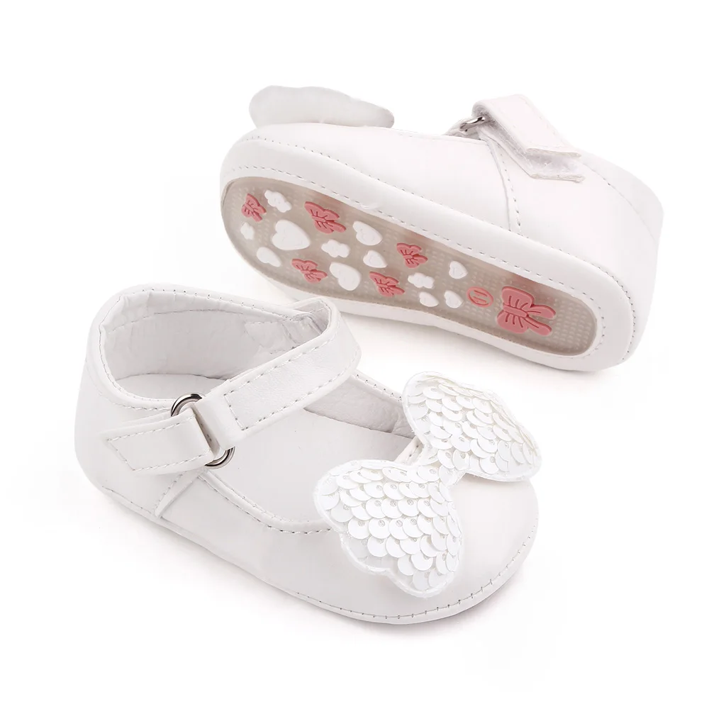 Solid Color Small Flowers Shiny Big Bow Pu Leather Baby Girls Princess Cute Toddler Shoes 2025 manufacture