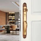 Lock Retro Royal Style Multifunction Dual Anti-thelt Yellow Bronze Copper Door Lock Handle Double Pull