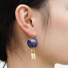 Aqua Blue Earrings 2021 French Retro Aqua Blue Earth Drop Earrings Fine Round Globe Hoop Earrings