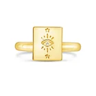 Gold Band Rings Personal Customized 18K Gold Plated Jewelry Evil Eye Band Rings