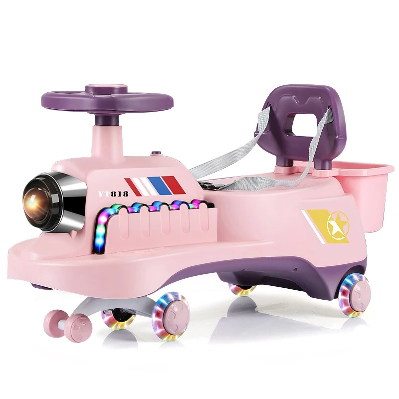 New Model Children Wiggle Ride-On Cars Toy 360 Rotation Flash PU Wheel Baby Swing Car With Music And Light For Boys & Girls