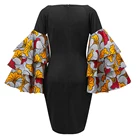 African Wax Dresses XQ075 African Wax Fashion Women's Big Bell Layered Sleeve Dresses Party Evening Dress