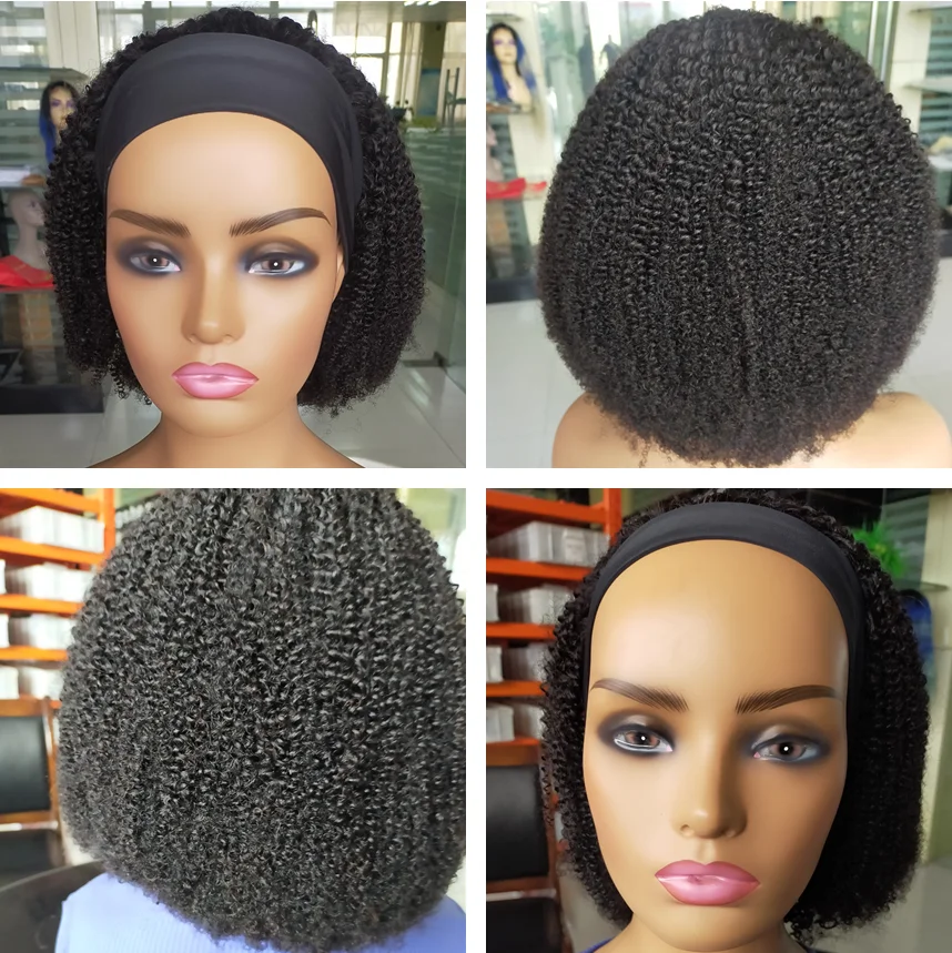 Full Volume Afro Kinky Curly Bob Wig With Bang Full Machine Made Human Hair Wig Virgin Brazilian Human Hair Wigs For Black Women