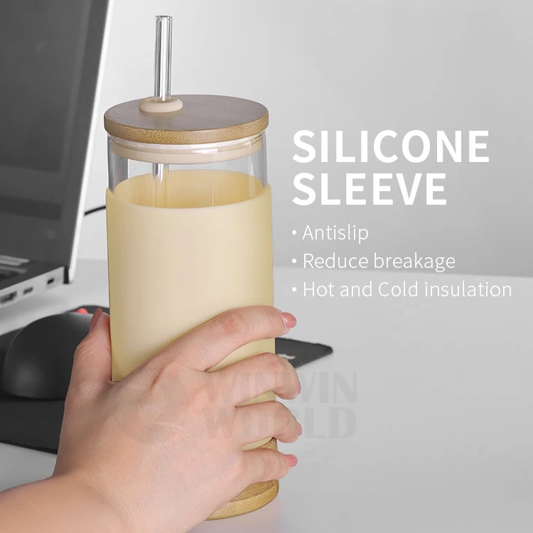 Glass tumbler water bottle with straw and lid, wide mouth smoothie cups, iced coffee cup tea silicone protective sleeve Glass tumbler water bottle with straw and lid, wide mouth smoothie cups, iced coffee cup tea silicone protective sleeve