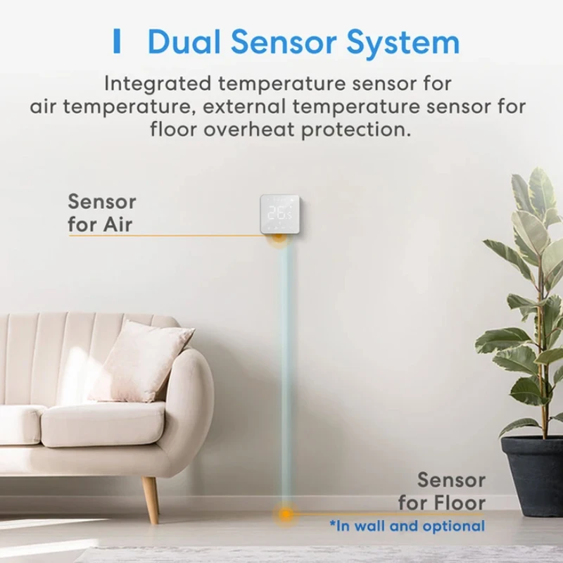 Meross Temostato Inteligente para Calefacción de Suelo, Sistema Eléctrico  con Wifi, Pantalla Táctil, Funciona con Siri Alexa Asistente de Google  HomeKit