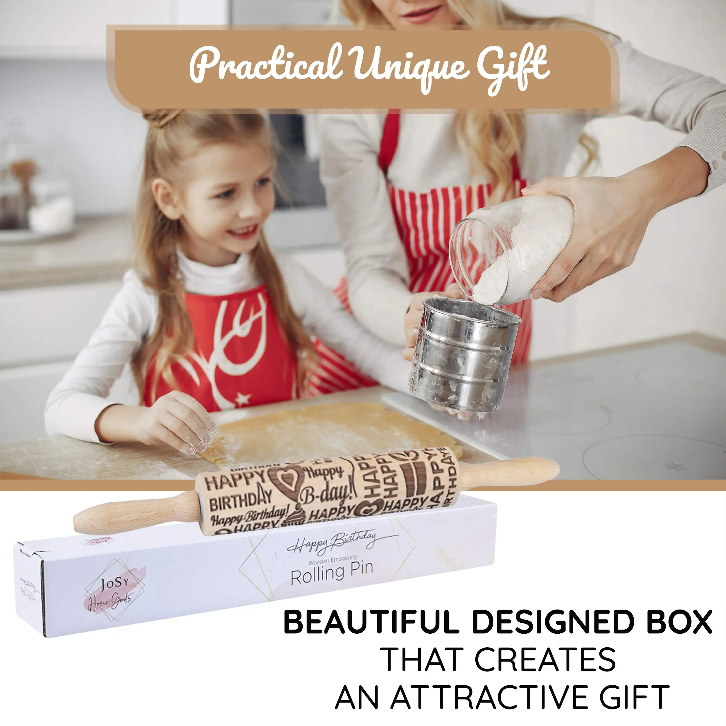 Happy Birthday  Rolling Pin I EXTRA DEEP engraved rolling pin for Cookies
