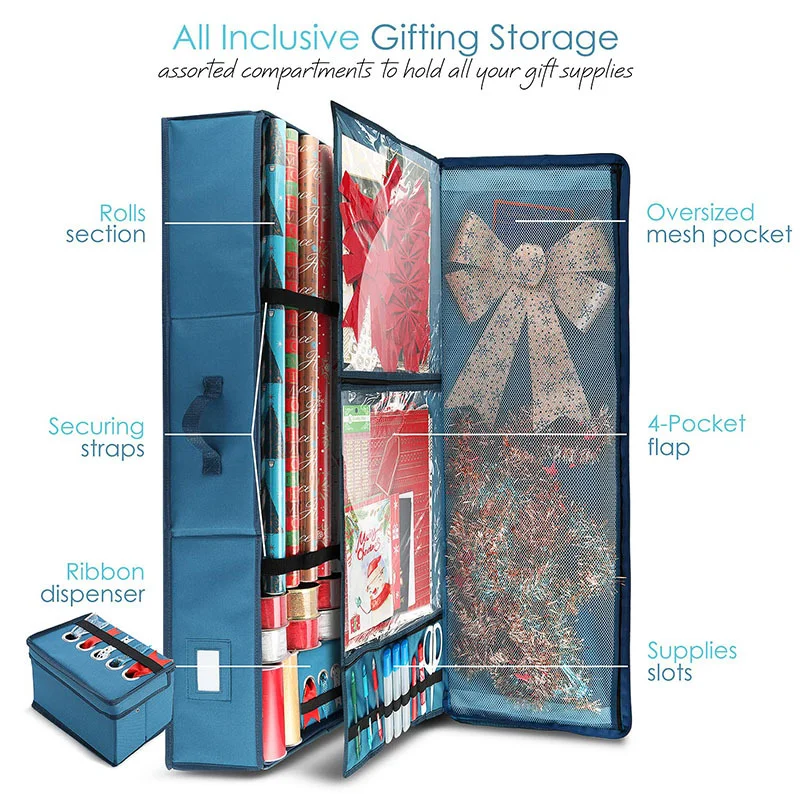 Christmas Gift Wrapping Paper Storage Box Large Capacity Waterproof Christmas Decoration Storage Bag supplier