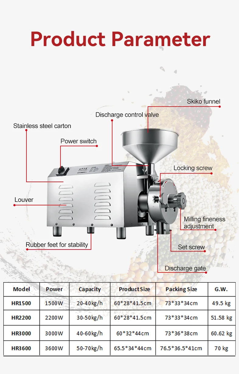 Electric cocoa chilli cassava powder mini corn maize rice wheat flour mill spice grain processing grinding grinder machine price