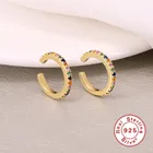 Cz Earrings Earing Earring 925 925 Silver Small Pave CZ Crystal Earrings Colorful Rainbow Earing