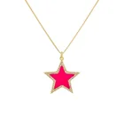Pendant S925 Sliver Blue/Red/Black Color Enamel Star Gold Color Women Pendant Necklace Jewelry