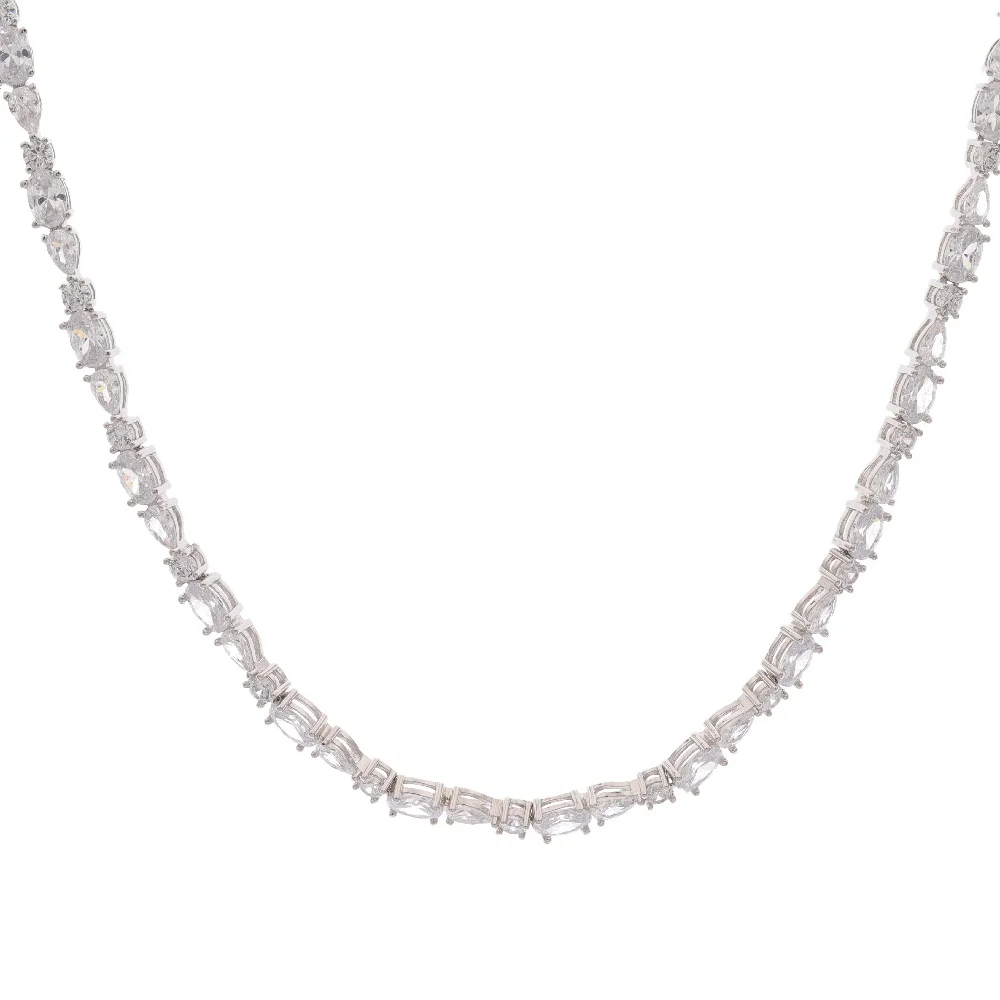 戴丹嘻哈链接珠光项链女925定制标志冰镇网球直拉网球冰项链