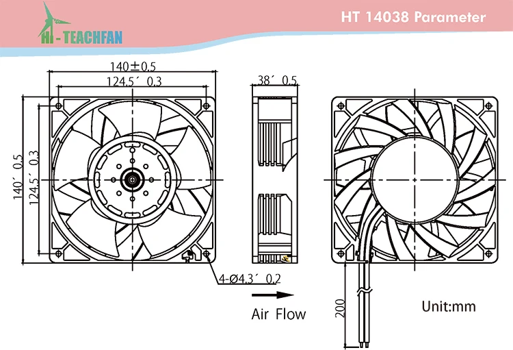 Axial Cooling Fan, 140x140, HT14038 - detail 2