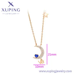 A00904520 XUPING Jewelry 18K gold color Delicate crescent star love women girl Austrian Premium Crystal Copper pendant necklace