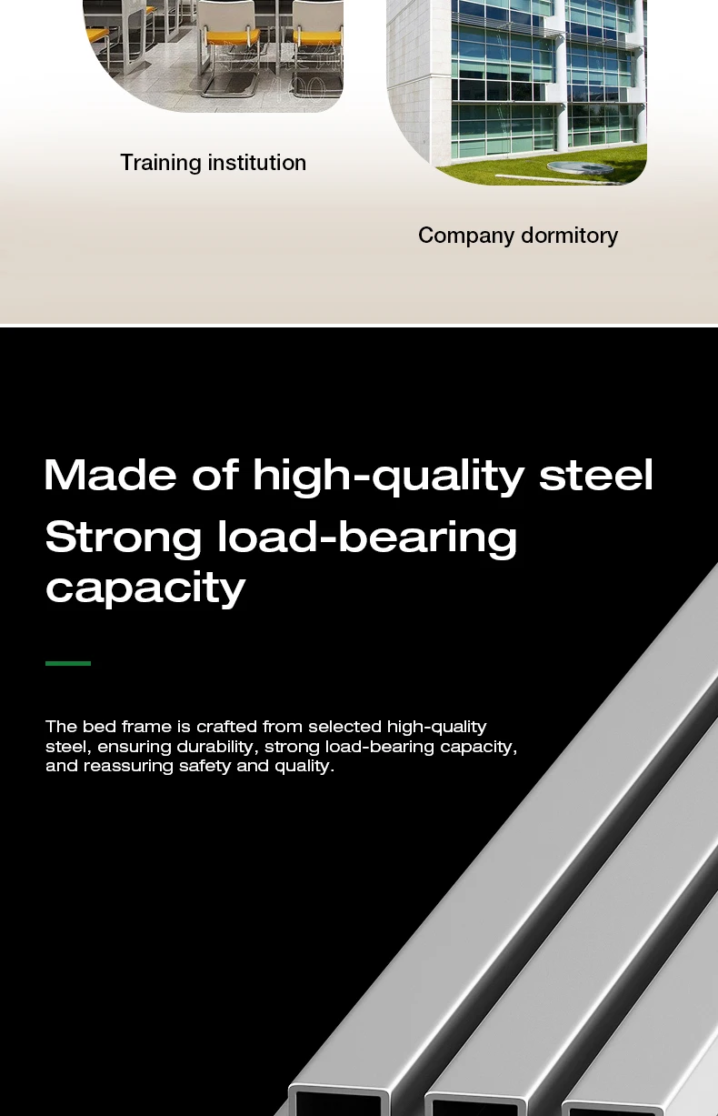 product high quality traditional style black metal frame double steel bed durable knock eco friendly bunk bed for adult students school-3