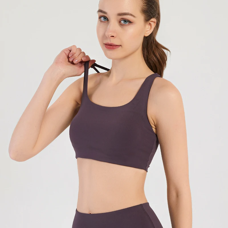 Direct Selling Stylish Breathable Hollow Sexy Straps Cross Back Fit Sport Bra Pads Inserts Sports Bra
