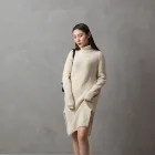 Women Ladies Dresses Turtle Neck Long Sleeve Winter Cashmere Sweater Dress For Women