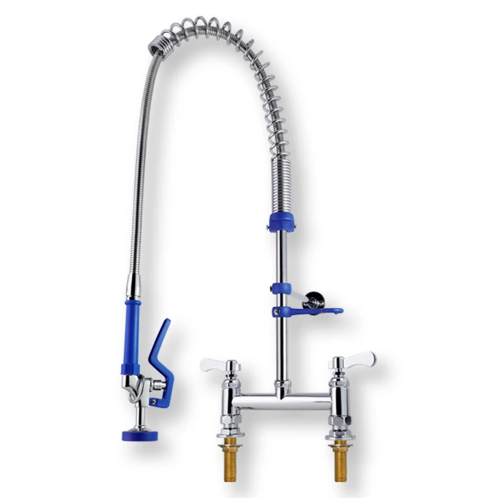 Dual-Handle Modern Design Table Deck Mounted Kitchen Faucet Sink Taps Pull Sprayer Spring for Hotels Commercial Kitchen Use supplier