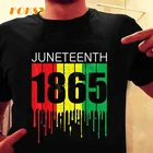 Plain Wholesale Custom Juneteenth Graphic Design Heat Print Transfer Fashion Trend Plain Plus Size Men T Shirt