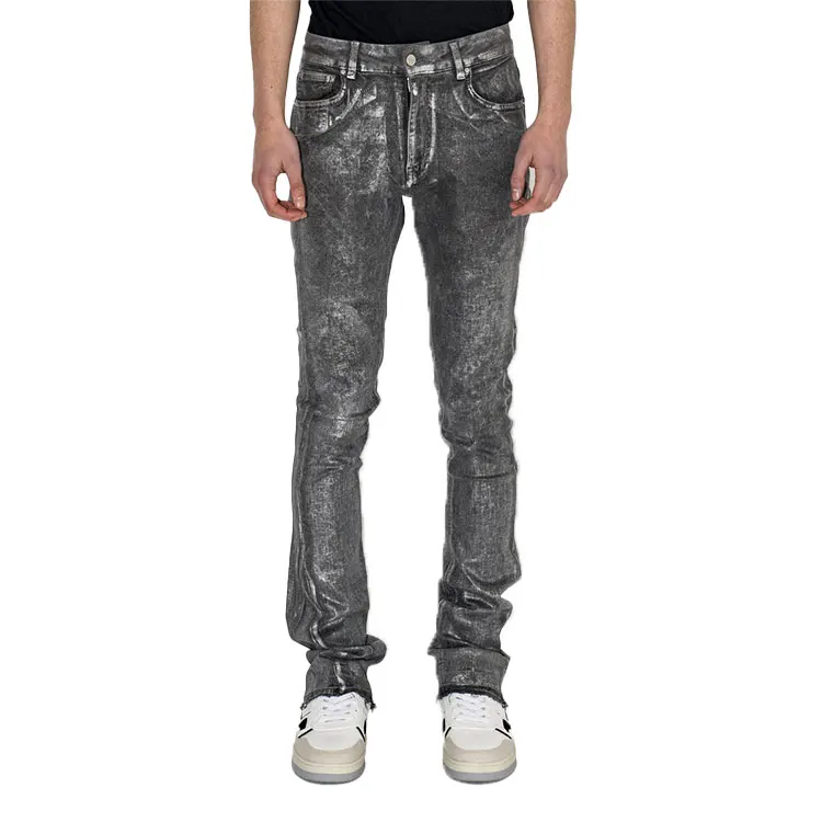 Mens Custom Black Waxxed Slim Skinny 