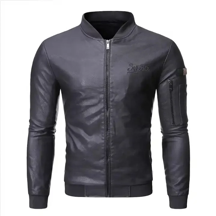 HIJEWE Men's Faux Leather Jacket Bomber PU Vintage Casual Motorcycle Coat Casual Winter Jacket Stand Collar Detachable Hooded
