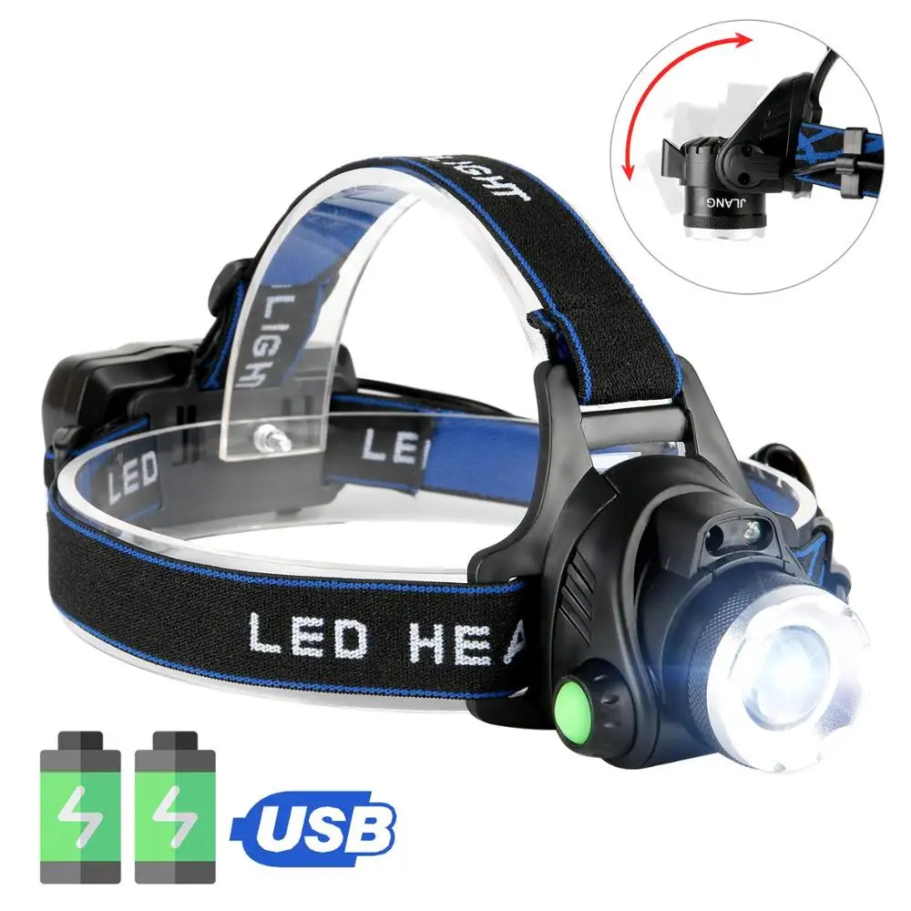 2021 Waterproof Head Torch T6 LED USB Rechargeable Headlamp Camping Fishing UK 