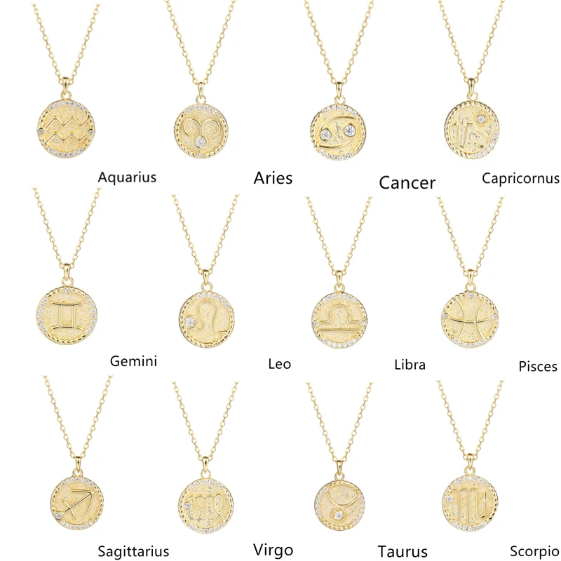 zodiac coin necklace silver