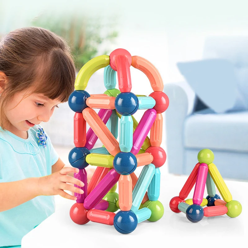 Building Construction ABS Stacking Stem Magnetic Sticks And Balls, Big Magnetic Ball And Rods, 3D Magnet Ball And Rod Set