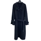 Black Trench Exquisite Structure Manufacturing Solid Black Brown Trench Wool Coat