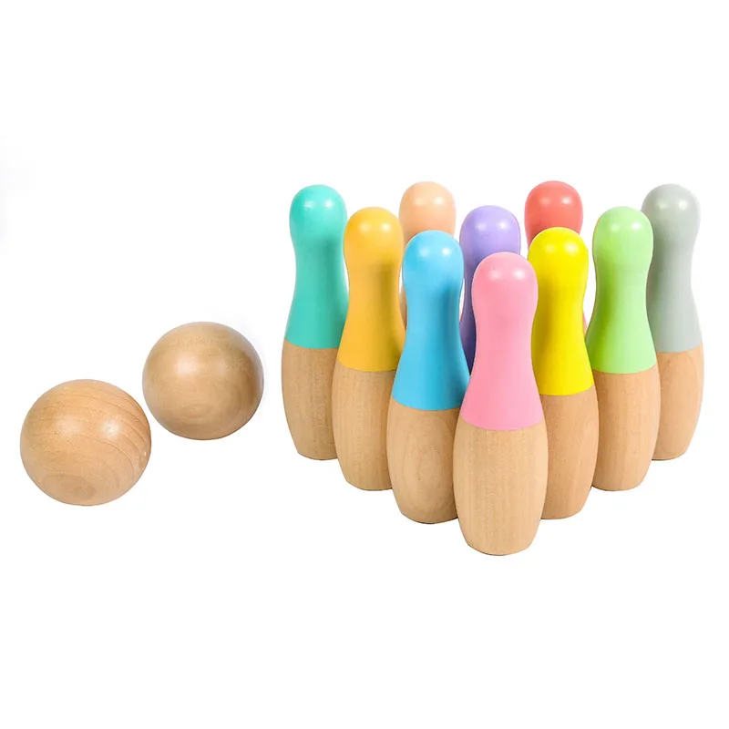 wooden toy bowling set