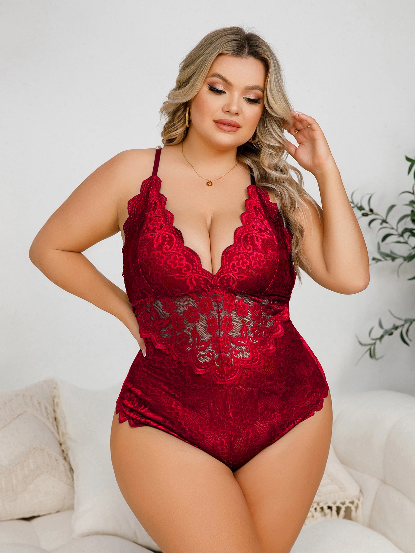 Manufacturer Fashion Lace Lingerie Teddy For Plus Size Women Fashion