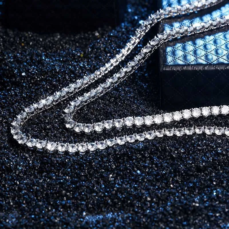 Pass Diamond Tester Moissanite Bracelet Men 3mm 4mm 5mm Moisssanite Tennis Chain Sterling Silver 925 Jewellery