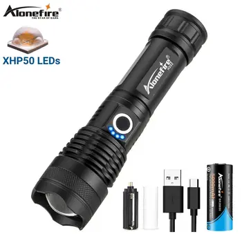 Alonefire H002 XHP50 High power LED Zoom Flashlight hunting Bright light Police Powerful Outdoor Patrol Fishing Usb Torch 26650