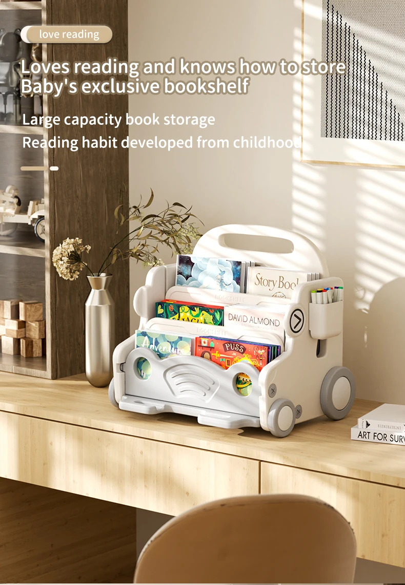 Feelkids Car Shape Plastic Cabinet Toy Shelf Book Clothes Cabinet Toys Organizer Storage Racks with Wheels for Kids Room details