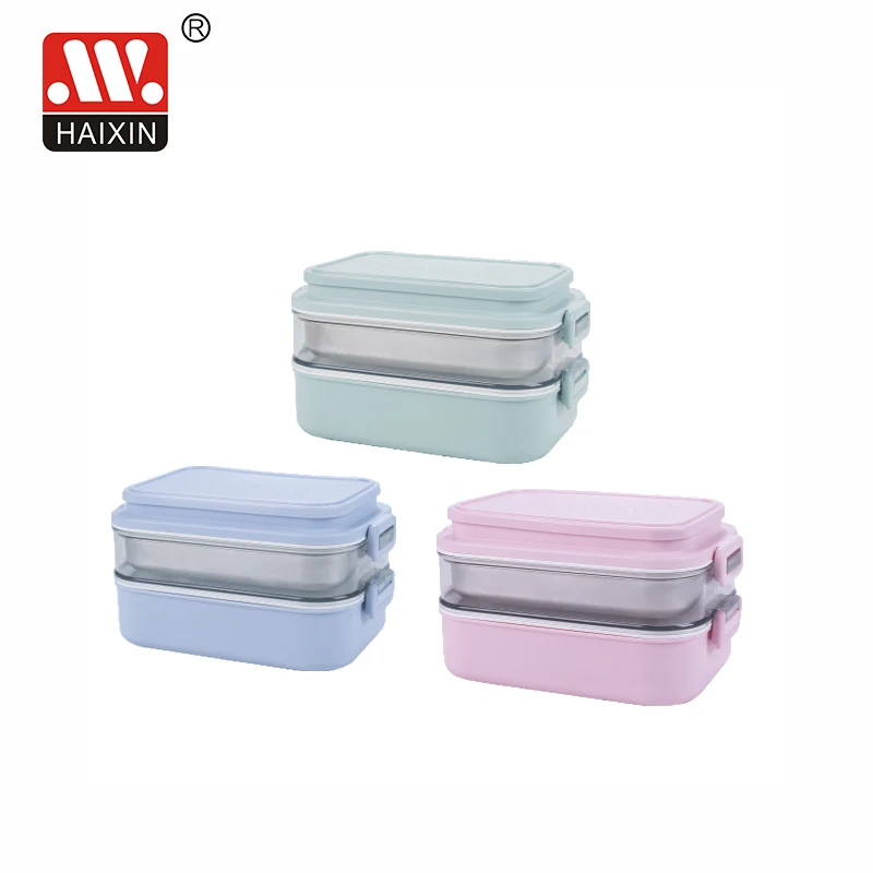 Storage Box Reusable Plastic Food Containers Stainless Steel Lunch Box With Five Compartments