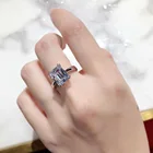 Gold Ring ODM OEM Luxury 3ct White Gold Diamond Engagement Emerald Cut Ring 925 Pure Silver Zircon Gemstone Ring