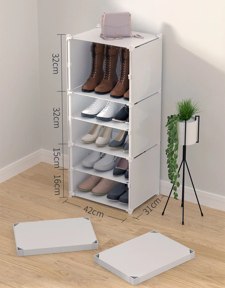 Home Entrance  Large Plastic Shoe Storage Box Organizer 10 layer 9 Shelf Modern Shoes Rack Cabinet