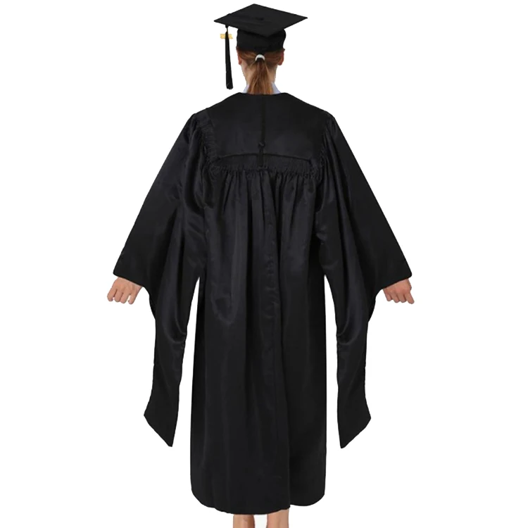Unisex Black Deluxe Masters Graduation Cap and Gown With Hood 2023 Tassel supplier