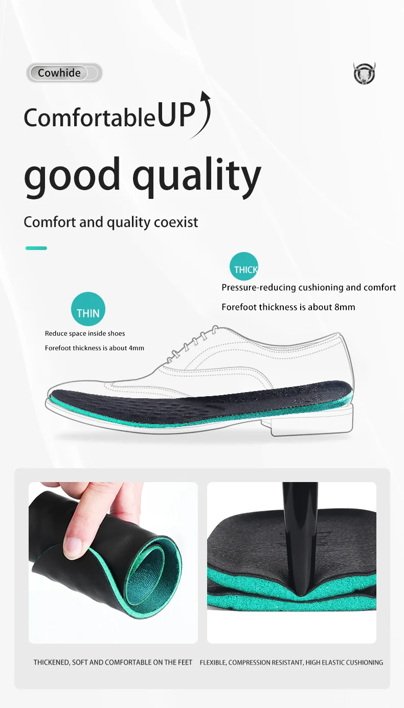 Sweat-Absorbing Shock-Absorbing Leather Insoles for Comfortable Footbed Sweat-Absorbing Shock-Absorbing Leather Insoles for Comfortable Footbed