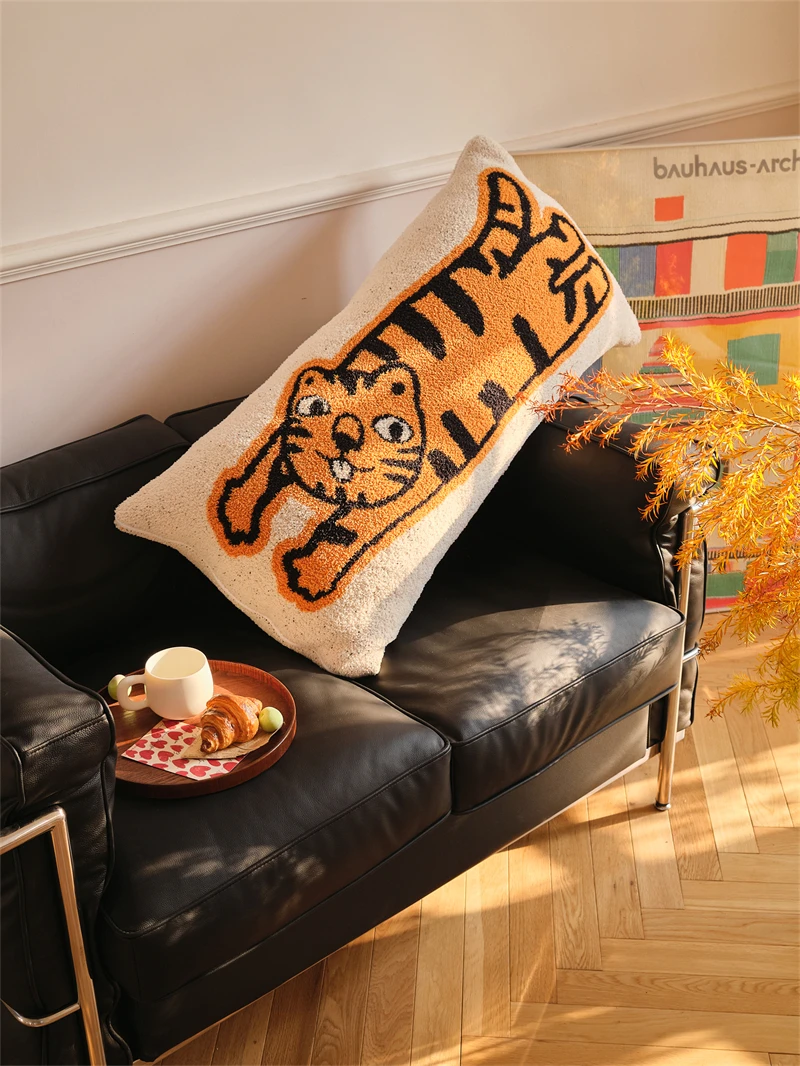 product wh decorative pillow tiger pattern soft comfortable cute fun 100 polyester fiber-63