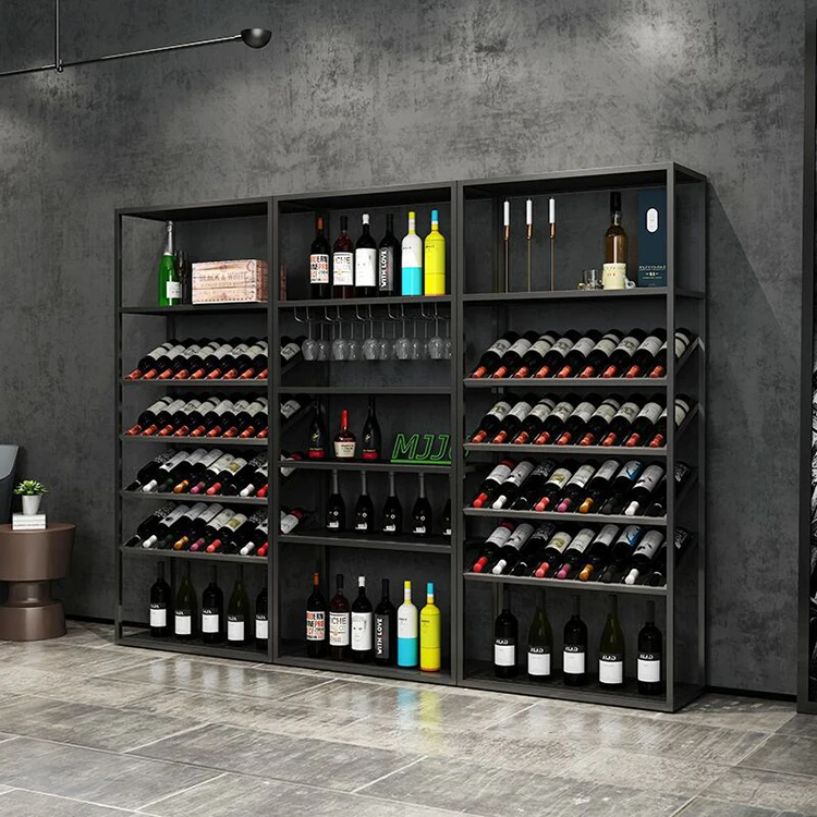 Bulk Wholesale Stand Metal Large Tall Metal Slant Wine Bottle Rack Shelf