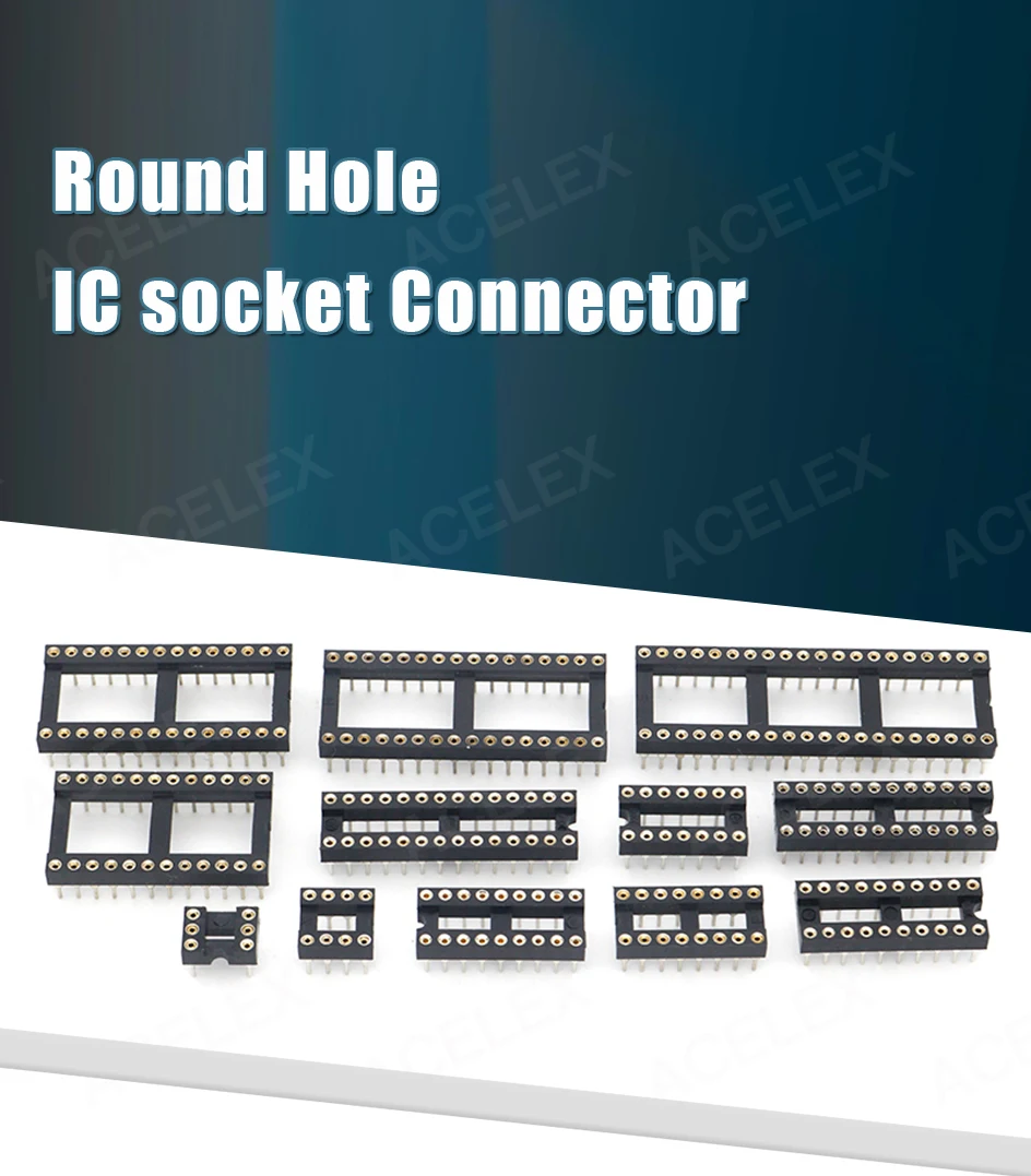 10pcs Ic Socket Round Hole Dip 6 8 14 16 18 20 24 28 32 40 Pin Dip6 Dip8 Dip14 Dip16 Dip18 Dip20