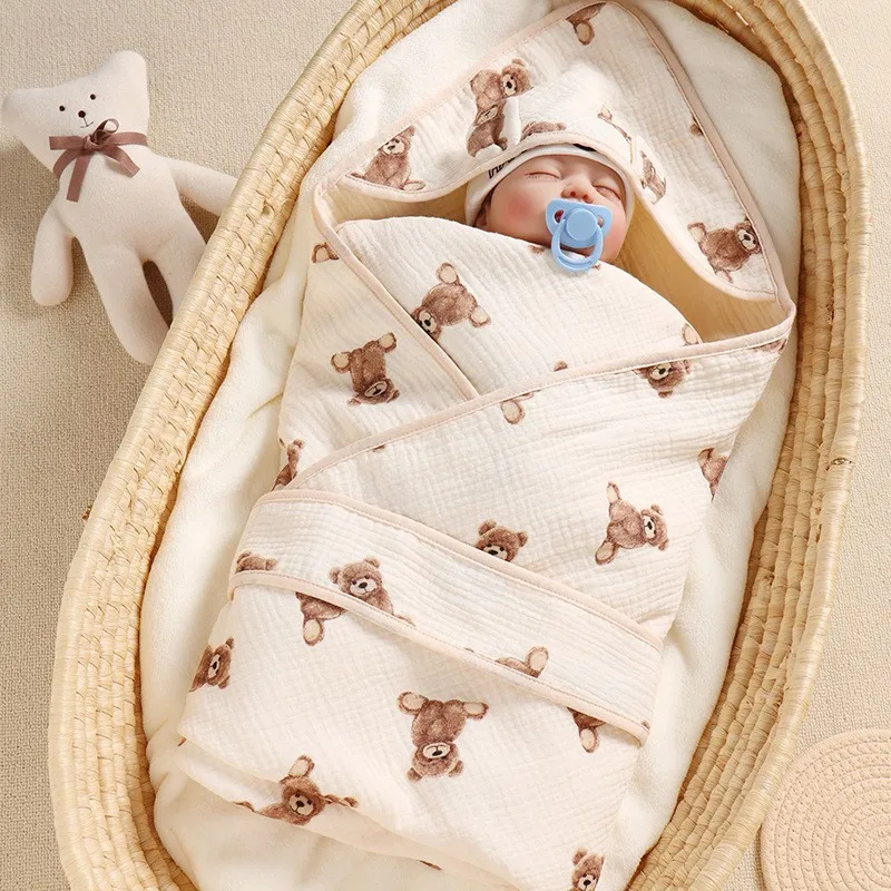 4 Layers Of Crepe Cloth Baby Bags Neutral Receiving Blanket Newborn Child Swaddling Towels Baby Muslin Swaddle Blanket