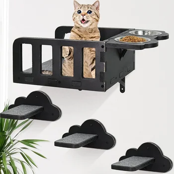 Fashionable Cat Wall Shelves Wall Mounted Climbing Furniture With 3 Steps