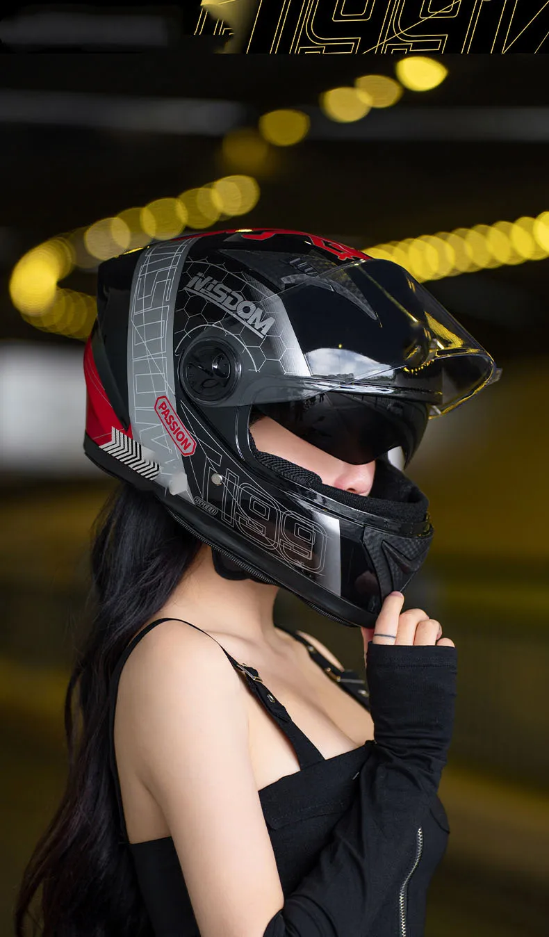 New 3C Certified DOT Approved Full Face ABS Motorcycle Helmet with Double Transparent Mirrors All Seasons