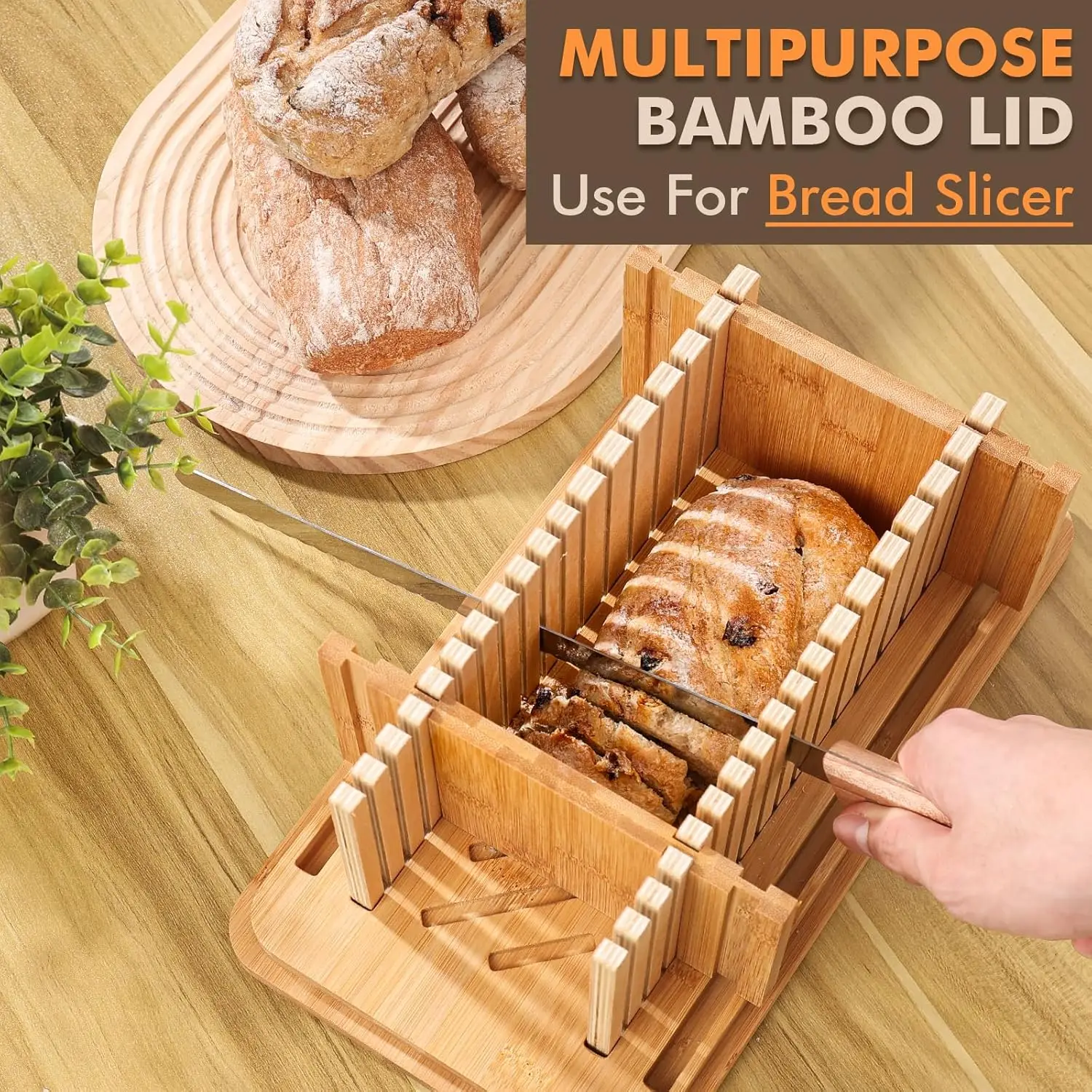 product bread slicer box black bamboo metal kitchen counter top 3 in 1 multi function storage container loaf slicing tray-5
