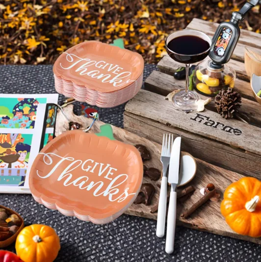 Disposable Pumpkin Plates for Parties for Thanksgiving Tableware & Harvest Festival Decorations manufacture