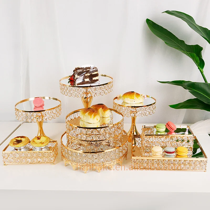 New design party decorations 16pcs set aluminum alloy gold dessert stand wedding supplies cake stand set for dessert table